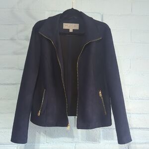 Faux Suede Blue Blazer Jacket